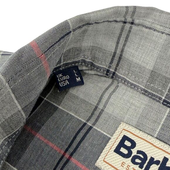 NWT Barbour Men's Wetherham Tailored Shirt Blue Granite Tartan Plaid Medium - Picture 10 of 14